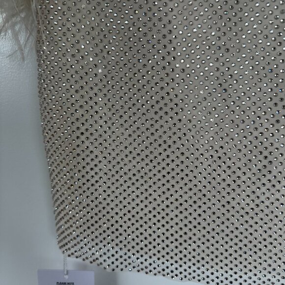 NWT Self-Portrait Embellished Mini Dress Cut-out Front Rhinestone Feather Trim - Picture 10 of 12